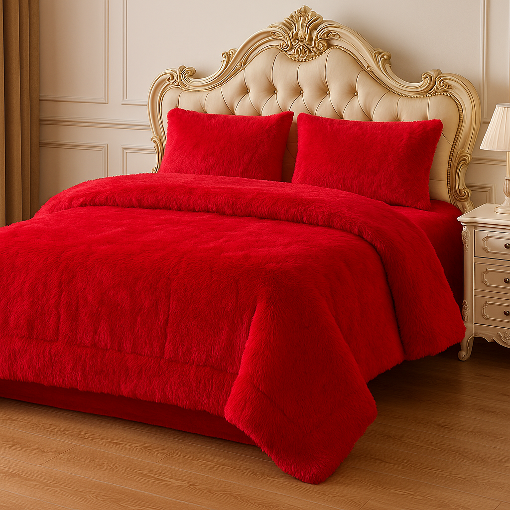 Shaggy 4PCs razai double bed king size luxury set
