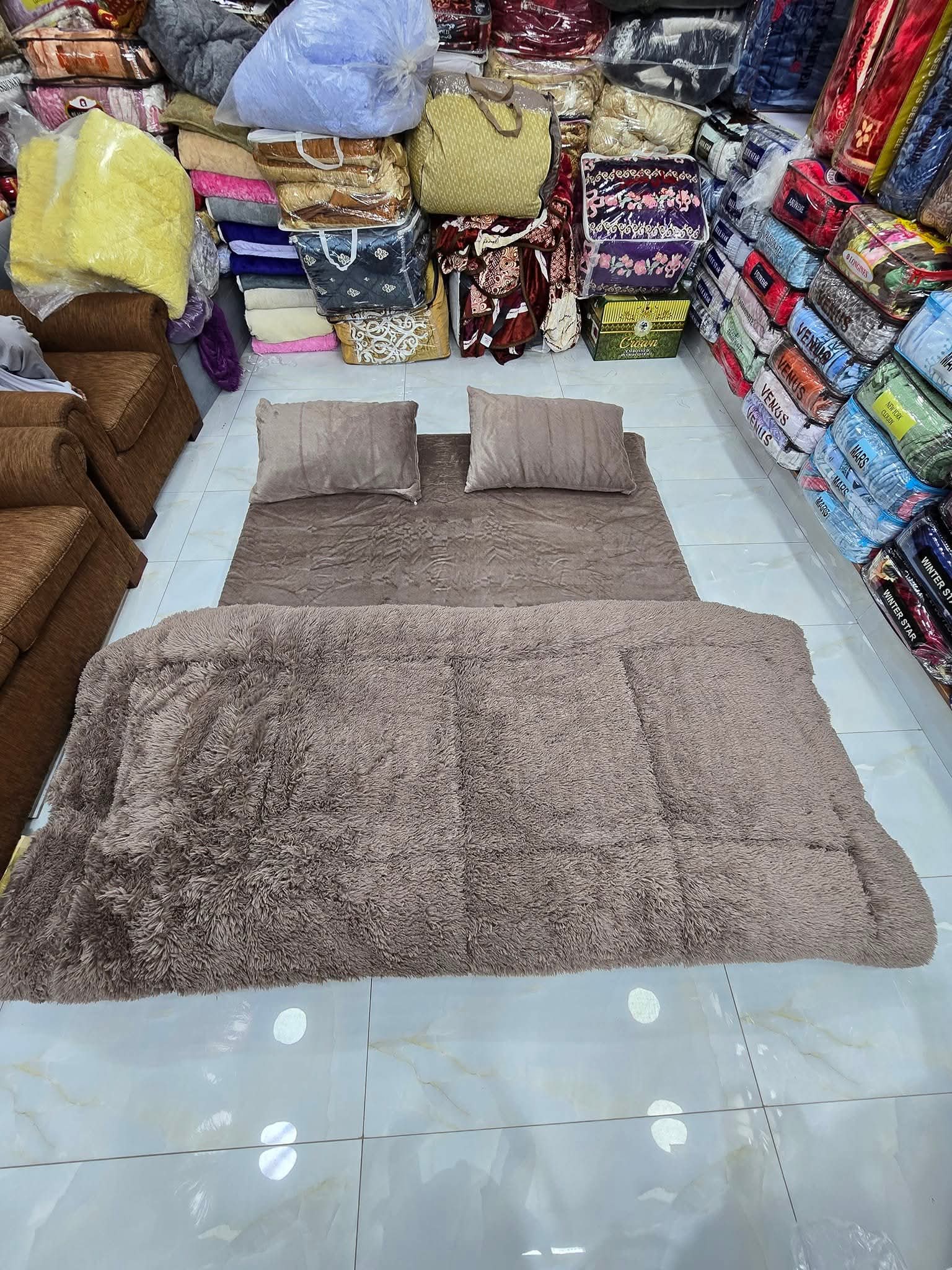 Shaggy 4PCs razai double bed king size luxury set