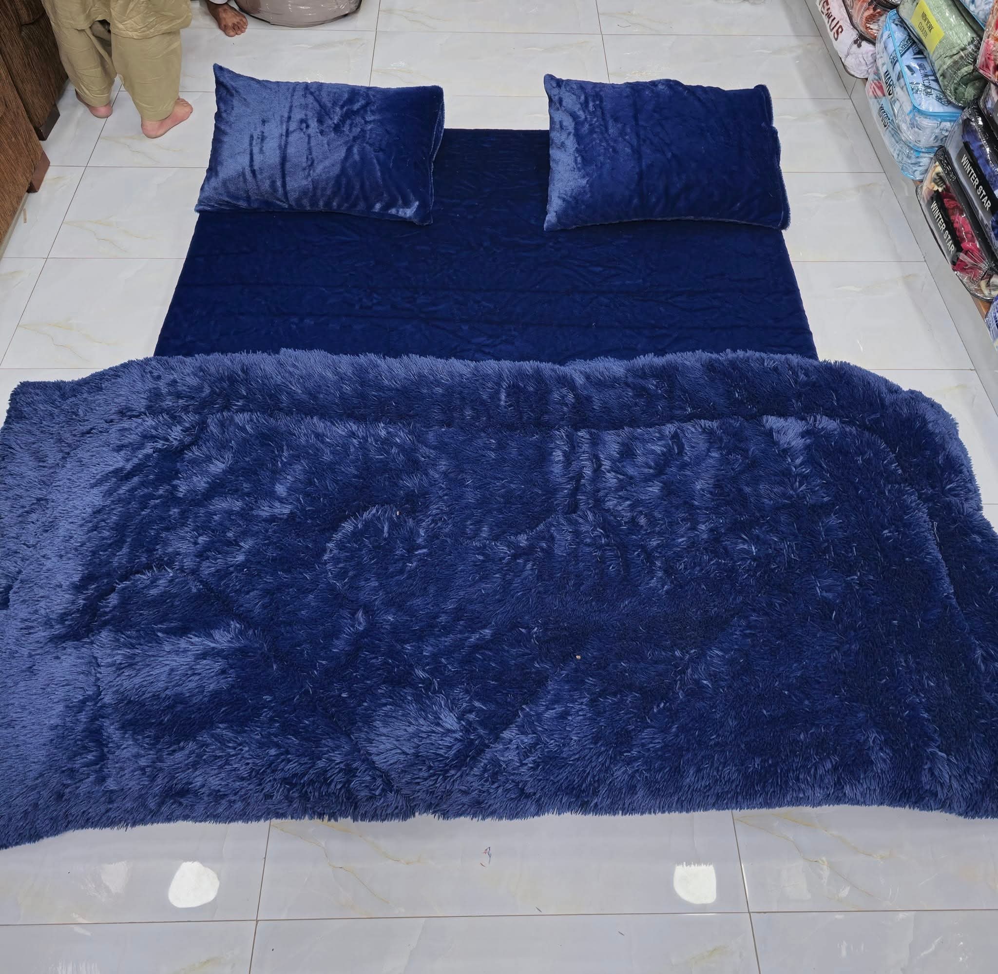 Shaggy 4PCs razai double bed king size luxury set