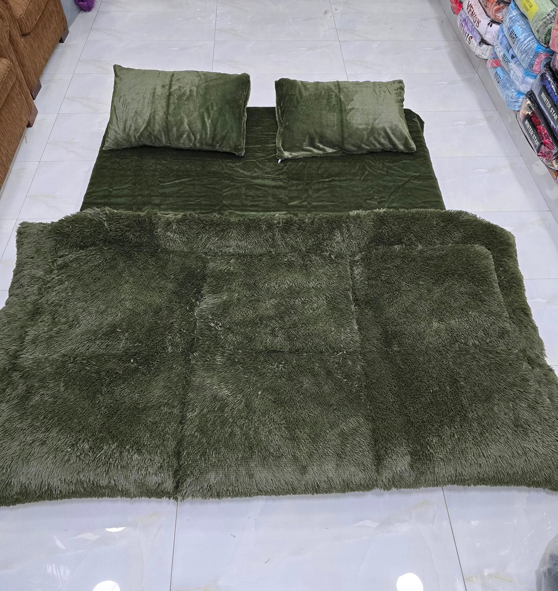 Shaggy 4PCs razai double bed king size luxury set