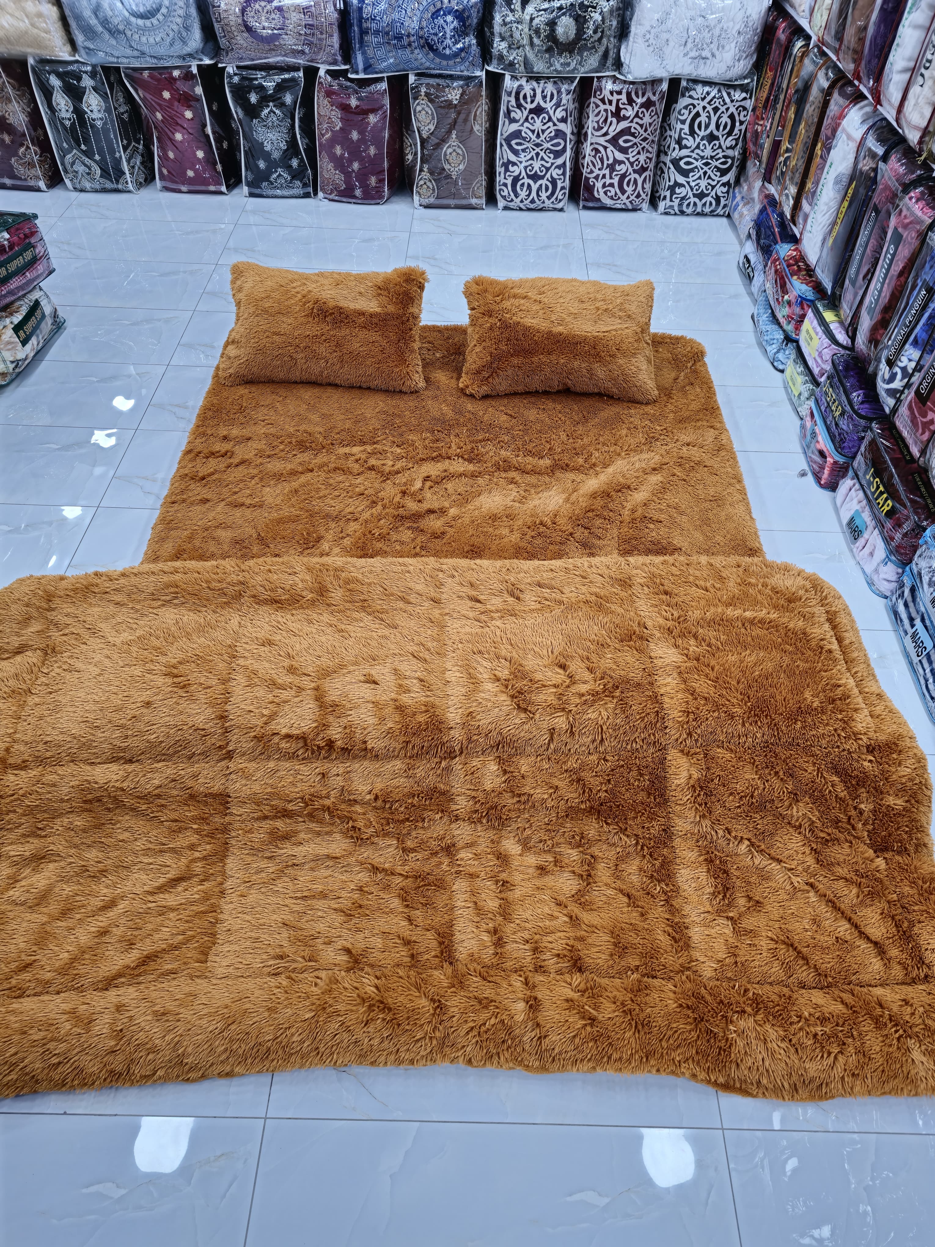 Shaggy 4PCs razai double bed king size luxury set