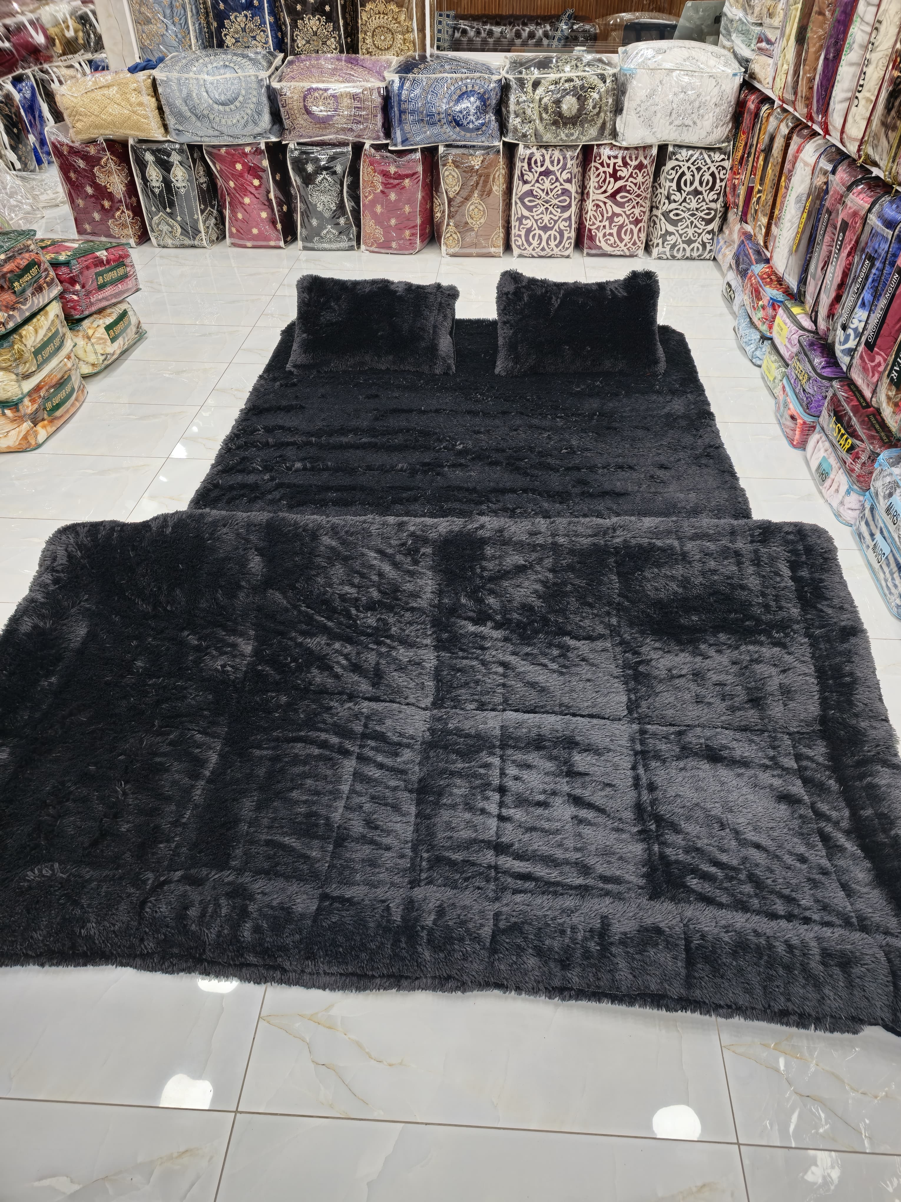Shaggy 4PCs razai double bed king size luxury set
